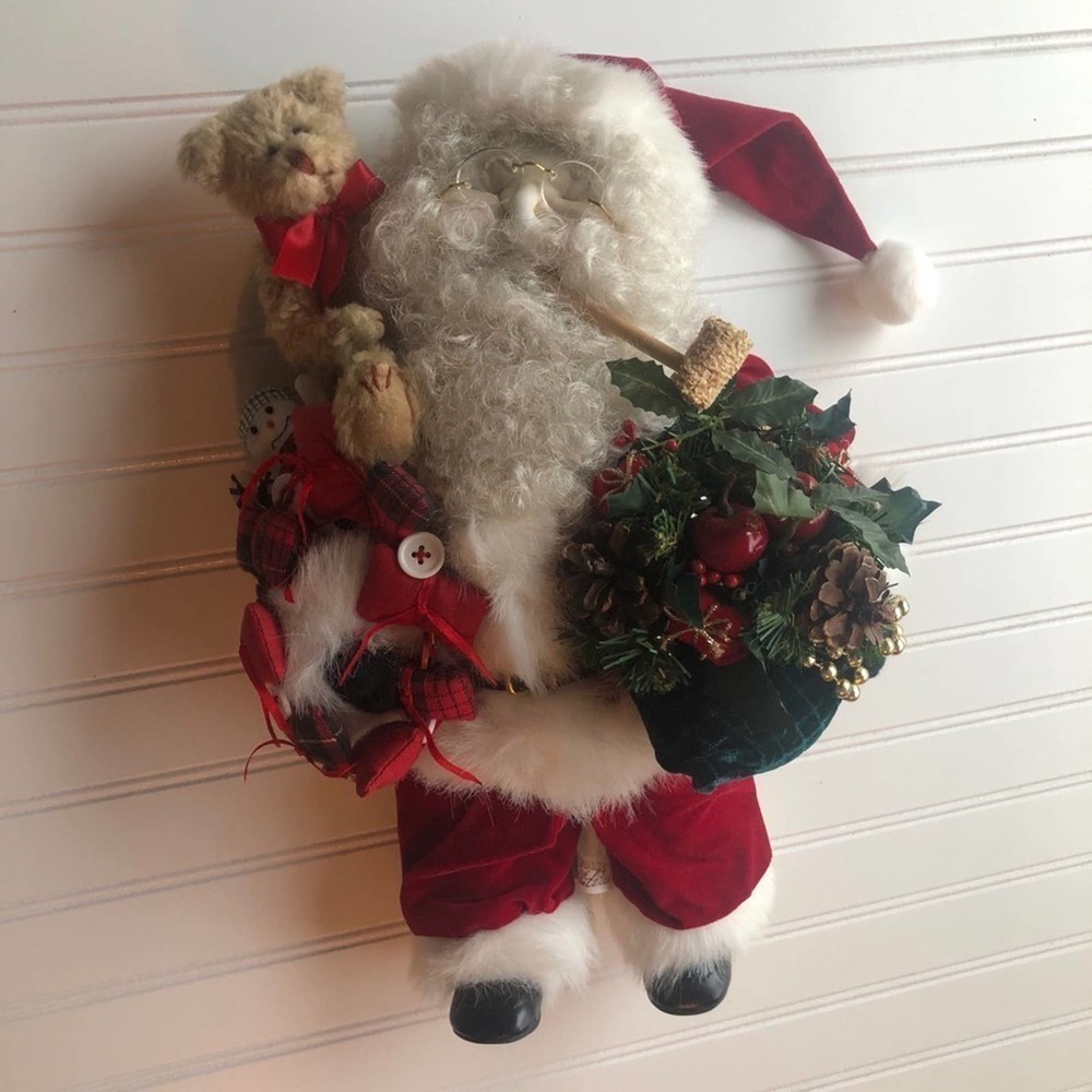 Pt Folks Soft Sculpture Santa Vintage Plush Rare Stuffed Doll Christmas decor
